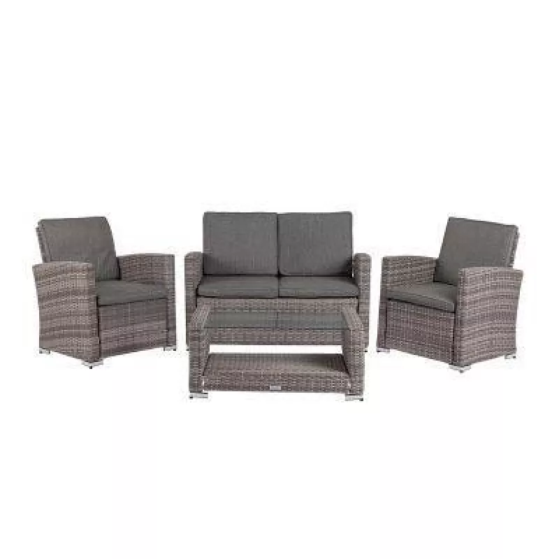 Set mobila de gradina Villager NANTES, Otel, Rattan, Gri