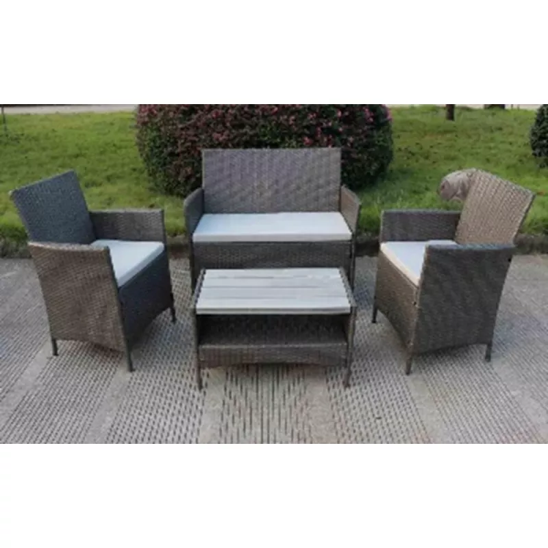 Set mobila de gradina Villager TOULOUSE, Otel, Rattan, Gri
