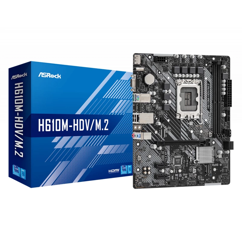 Placa de baza ASROCK ASRock H610M-HDV/M.2, LGA 1700, H610 2xDDR4 VGA HDMI DP 1xPCIe16 1xM.2 4xSATA mATX