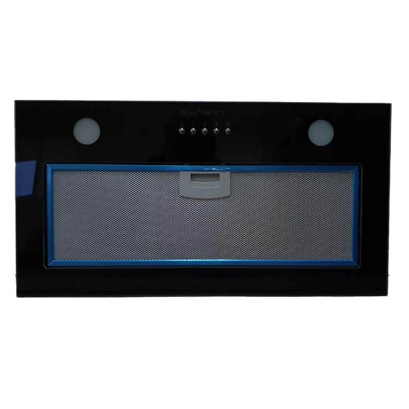Hota ZANETTI MODUL 60 BL GLASS, 650 m³/h, 1 motor, Filtru din aluminiu absorbant de grasimi, Negru