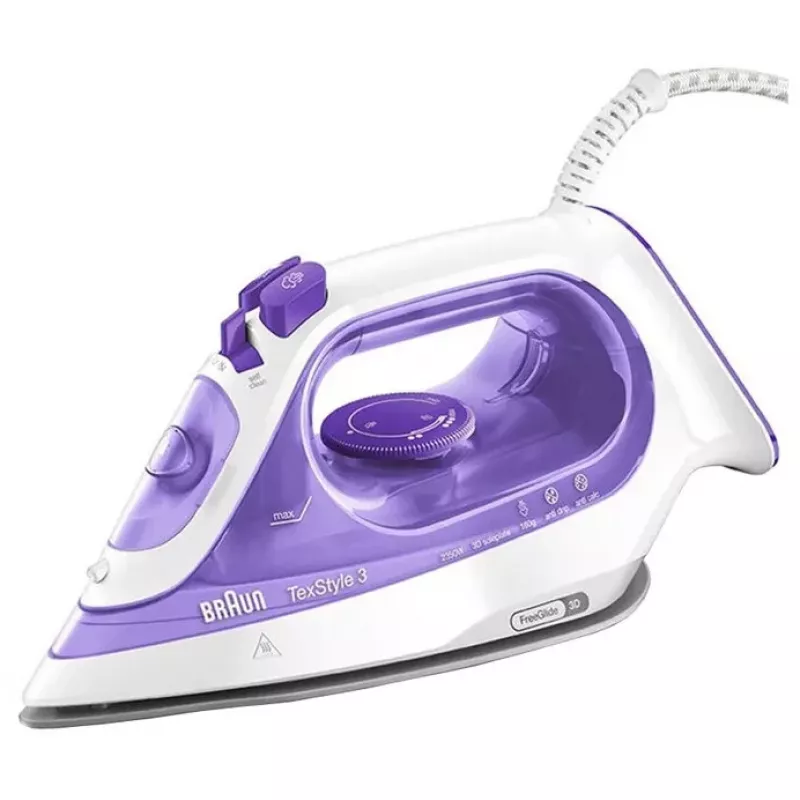 Fier de calcat BRAUN SI3042VI, 2350 W, 45 g/min, 160 g/min, 270 ml, Talpa SuperCeramic 3D FreeGlide, Violet, Alb