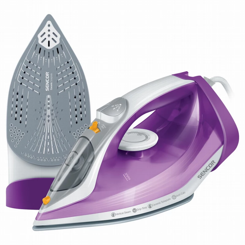 Fier de calcat Sencor SSI5800VT, 2400 W, 120 g/min, 260 ml, Talpa ceramica, Violet