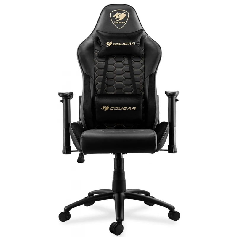 Fotoliu Gaming Cougar OUTRIDER Royal, Otel, Piele eco, Gazlift, 120 kg, 129-136 cm, Negru,Galben