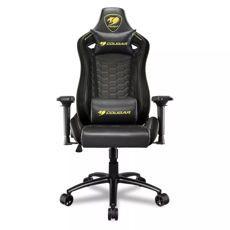 Fotoliu Gaming Cougar OUTRIDER S Royal, Otel, Piele eco, Gazlift, 120 kg, 134-142 cm, Negru,Galben