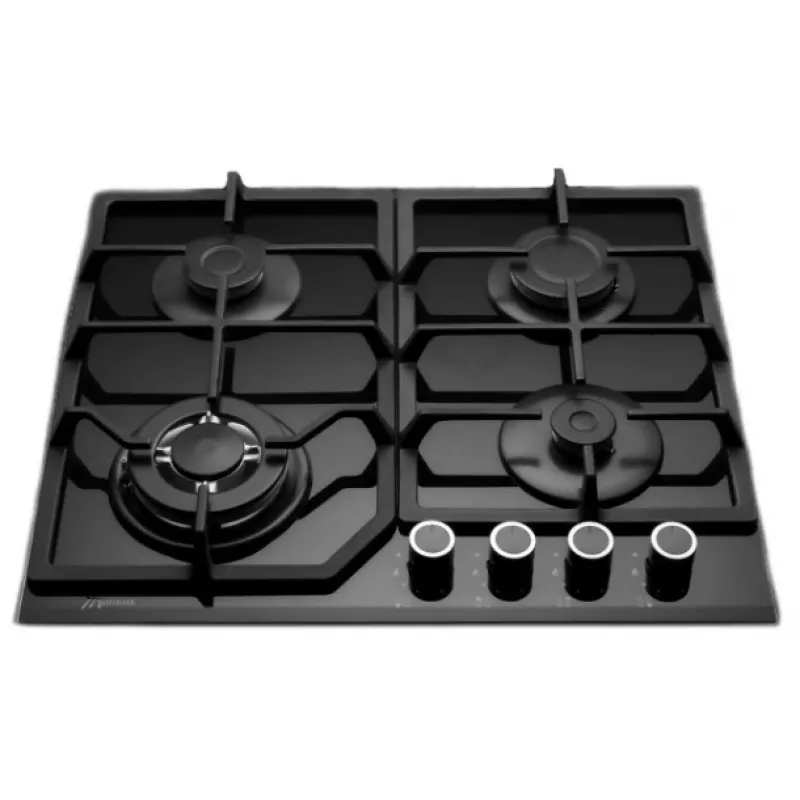 Plita incorporabila cu gaz MASTERCOOK MC-E 4215 G BL GLASS, 4 arzatoare, Arzator Turbo, Sticla calita, Aprindere electirca, Negru