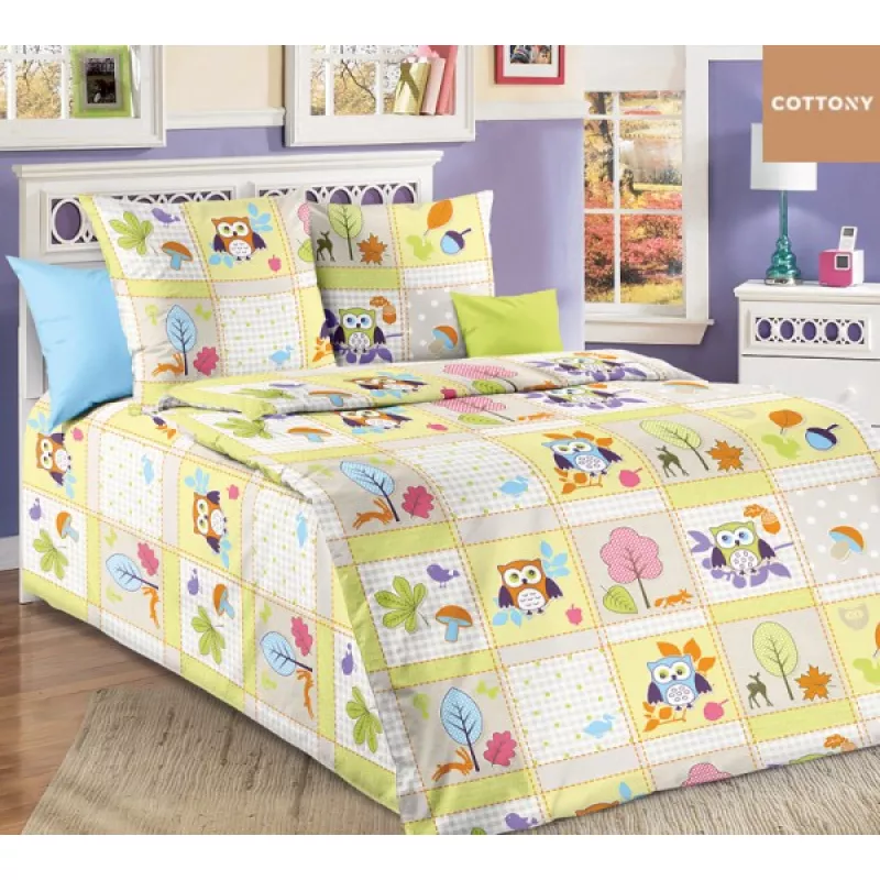 Lenjerie de pat Cottony SLPB DORIS, 1 persoana, Bumbac, Multicolor