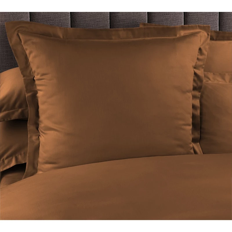Lenjerie de pat Cottony SLPSL SATIN BROWN UNITON, 2 persoane Euro, Satin de Lux, Maro