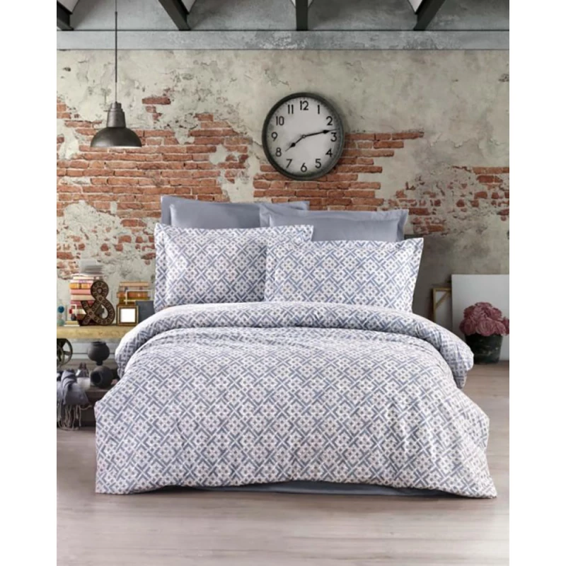 Lenjerie de pat Cottony SLPSL LABIRINT, 2 persoane Euro, Satin, Gri, Alb