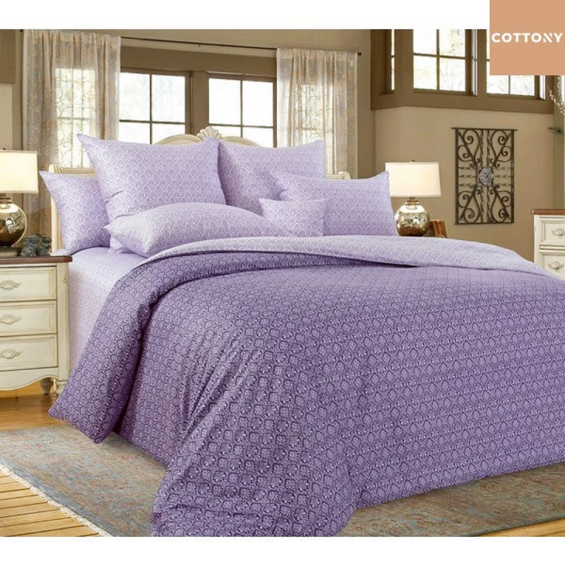 Lenjerie de pat Cottony SLPSL STRIPE SATIN, 2 persoane Euro, Satin, Violet