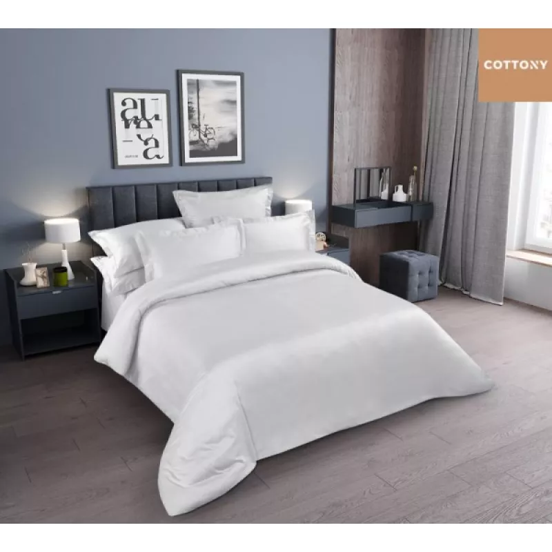 Lenjerie de pat Cottony SLPSL PERLA ALBA UNITON (240), 2 persoane, Satin de Lux, Alb