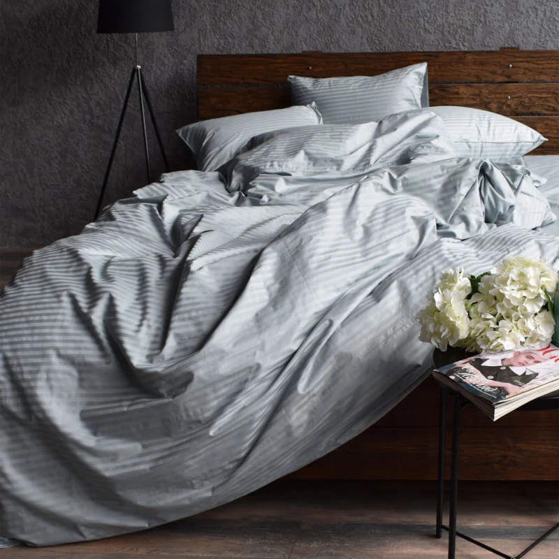 Lenjerie de pat Cottony SLPSL SATIN STRIPE SMARALD, 2 persoane, Satin de Lux, Smarald