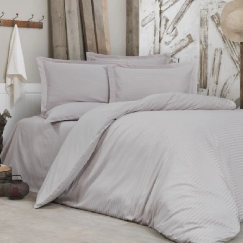 Lenjerie de pat Cottony SLPSL UNITON, 2 persoane, Satin de Lux, Nud