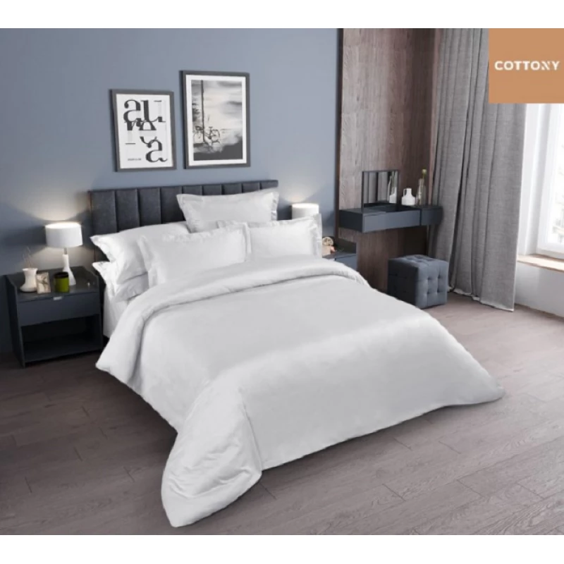 Lenjerie de pat Cottony SLPSL PERLA ALBA UNITON (240), 1 persoana, Satin de Lux, Alb