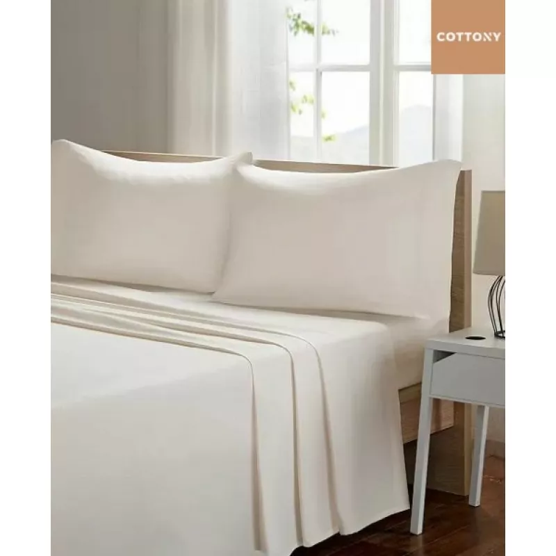 Lenjerie de pat Cottony SLPSL IVORY UNITON, 1 persoana, Satin de Lux, Ivory