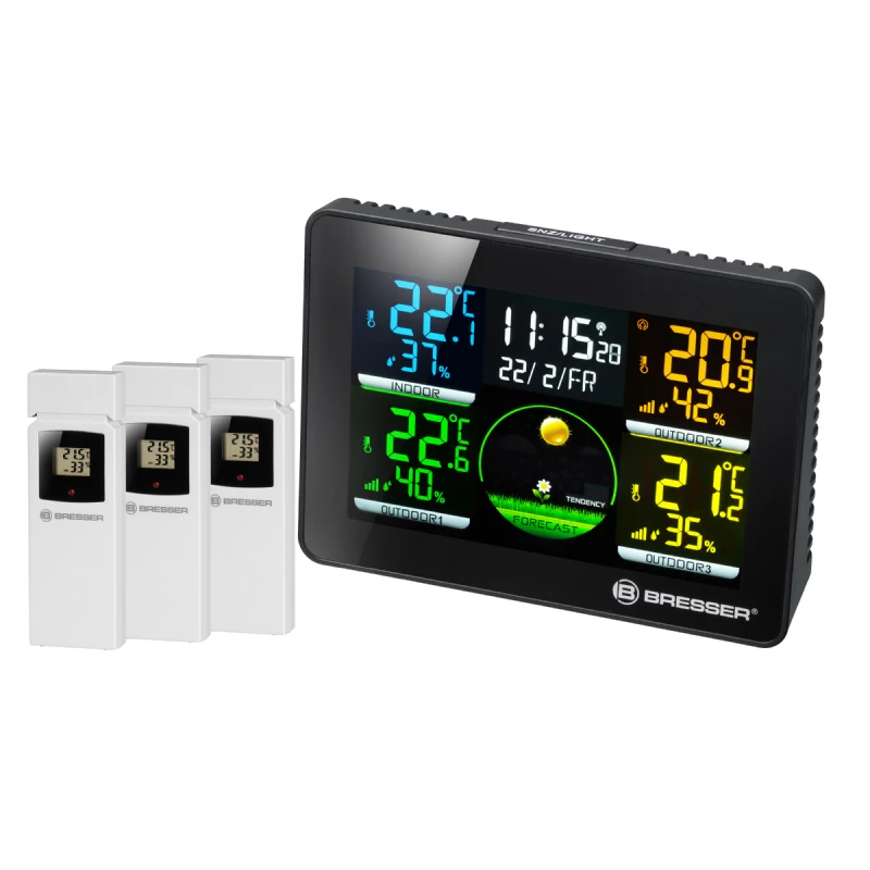 Statie meteo BRESSER TEMEO HYGRO QUADRO CU 3 SENZORI EXTERIOR BLACK