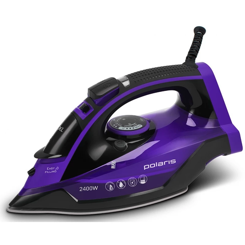 Утюг POLARIS PIR 2415K Fuchsia, 2400 Вт, 145 г/мин, 350 мл, Pro 5 Ceramic, Фуксия, Черный