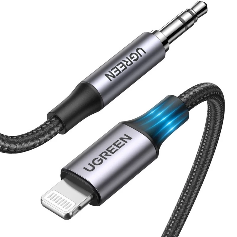 Кабель UGREEN Lightning to 3.5mm Aux Aluminum Shell with Braided (1M) US315, Black