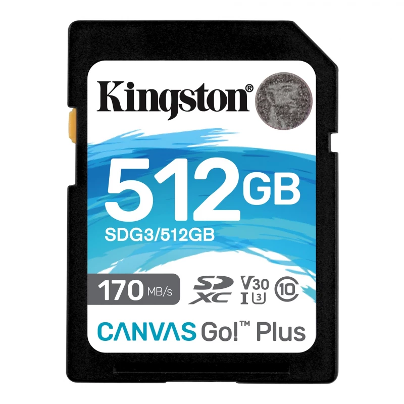 Card de memorie KINGSTON CANVAS GO! PLUS (SDG3/512GB), SD 512GB, Class10 UHS-I U3 (V30)