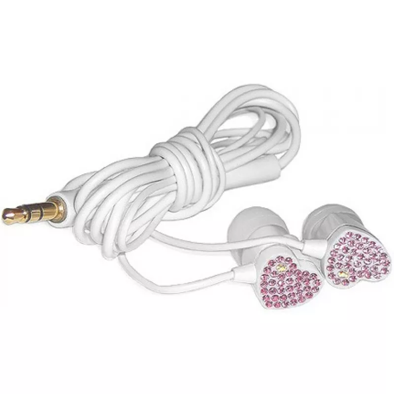 Наушники проводные ELECOM HEART GEM DROPS (E11000) WHITE, PINK TOPAZ