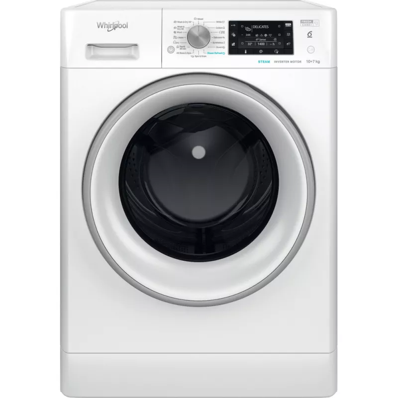 Masina de spalat rufe cu uscator Whirlpool FFWDD 1076258 SV EE, Standard, 10 kg, 1600 RPM, 15 programe, Alb, А