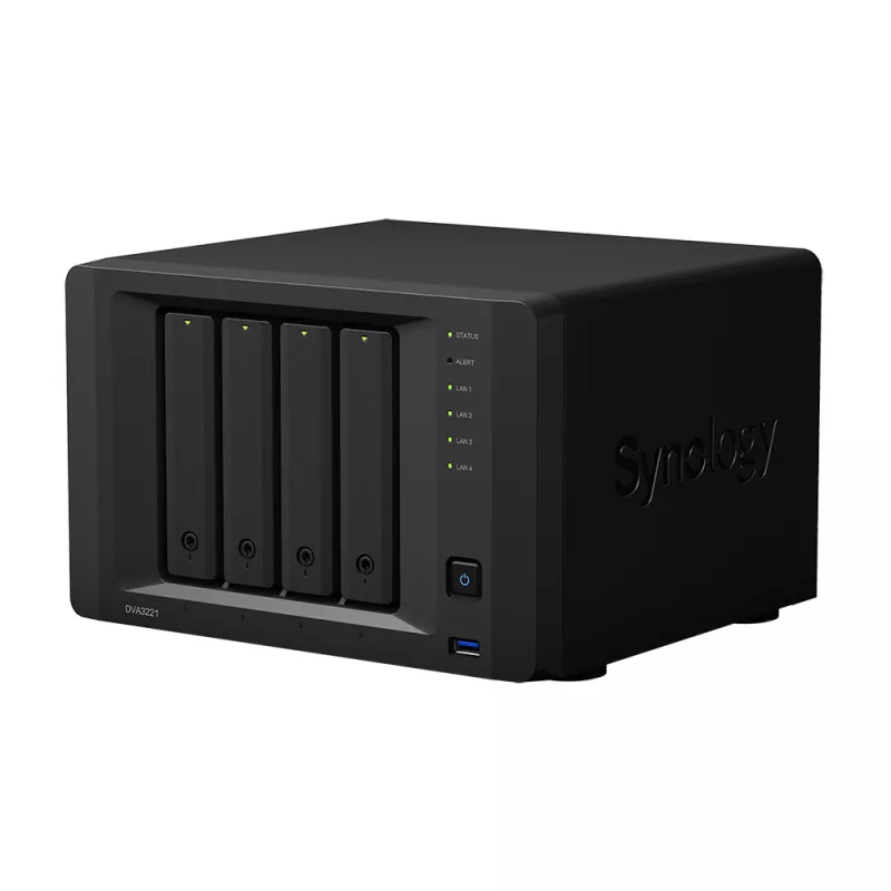 NAS Server SYNOLOGY DVA3221 DEEP LEARNING NVR, 4-BAY, INTEL ATOM 4-CORE 2.1GHZ, GTX 1650, 8GB, 4X1GBE, COM