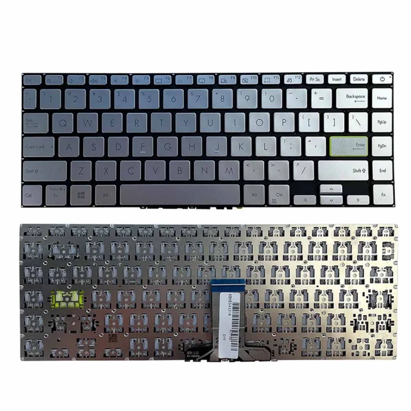 Tastatura laptop ASUS ZENBOOK 14 UX434 UX434F UX434FA UX434FL UX434FLC, w/Backlit w/o frame "ENTER"-small ENG/RU Silver