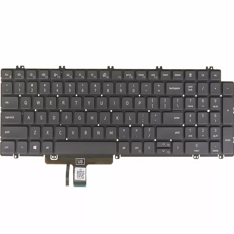 Клавиатура для ноутбука DELL Latitude 15 5520 5521 Precision 3560 3561 P/N PJYDD, w/backlit w/o frame ENG/RU Black