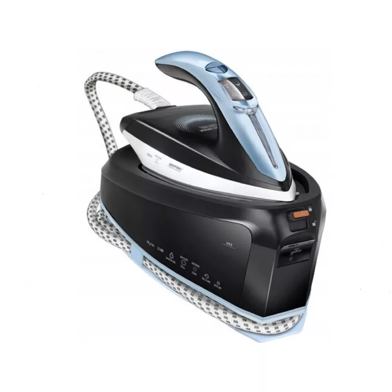 Утюг MPM MZE-23, 3000 Вт, 140 г/мин, 1.5 л, Подошва керамика, Черный, Голубой