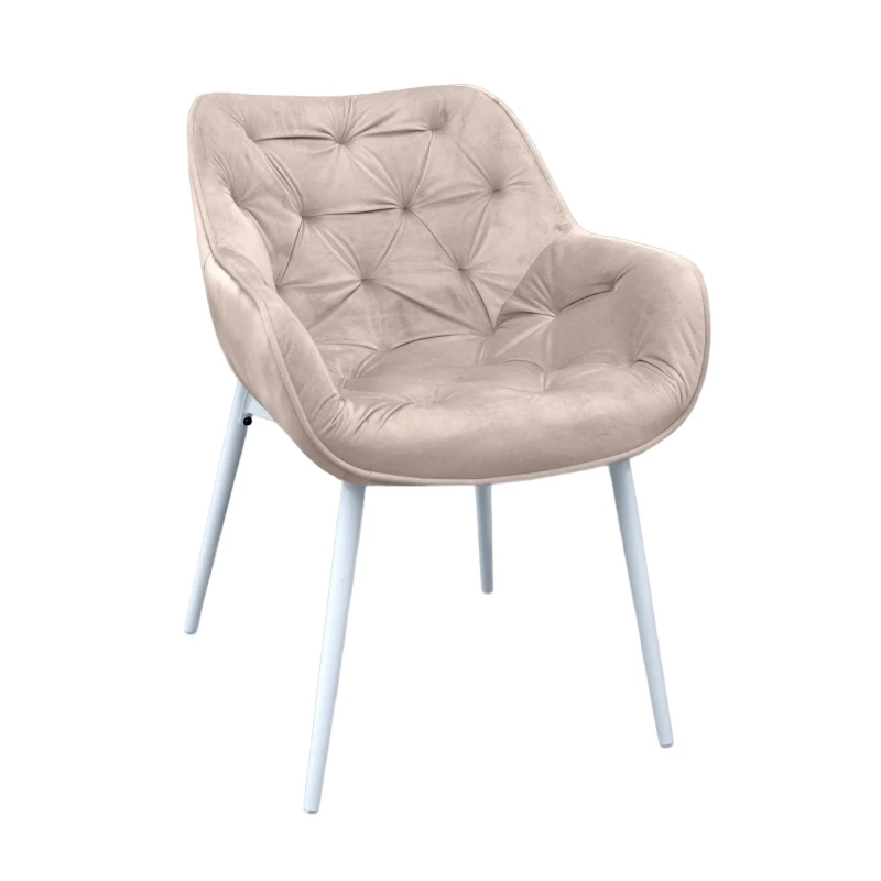 Стул DP LOTUS, Catifea, Capucino + White legs