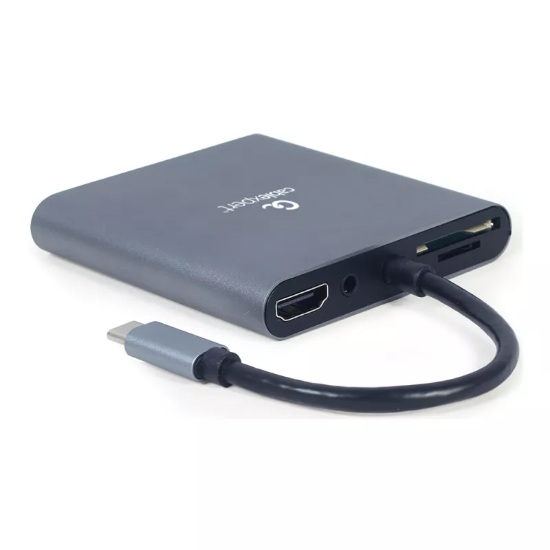 Кабель видео Cablexpert 6-in-1 Type-C to VGA/HDMI/AUX/USB3.0/SDcard reader/Type-C socket, A-CM-COMBO6-01