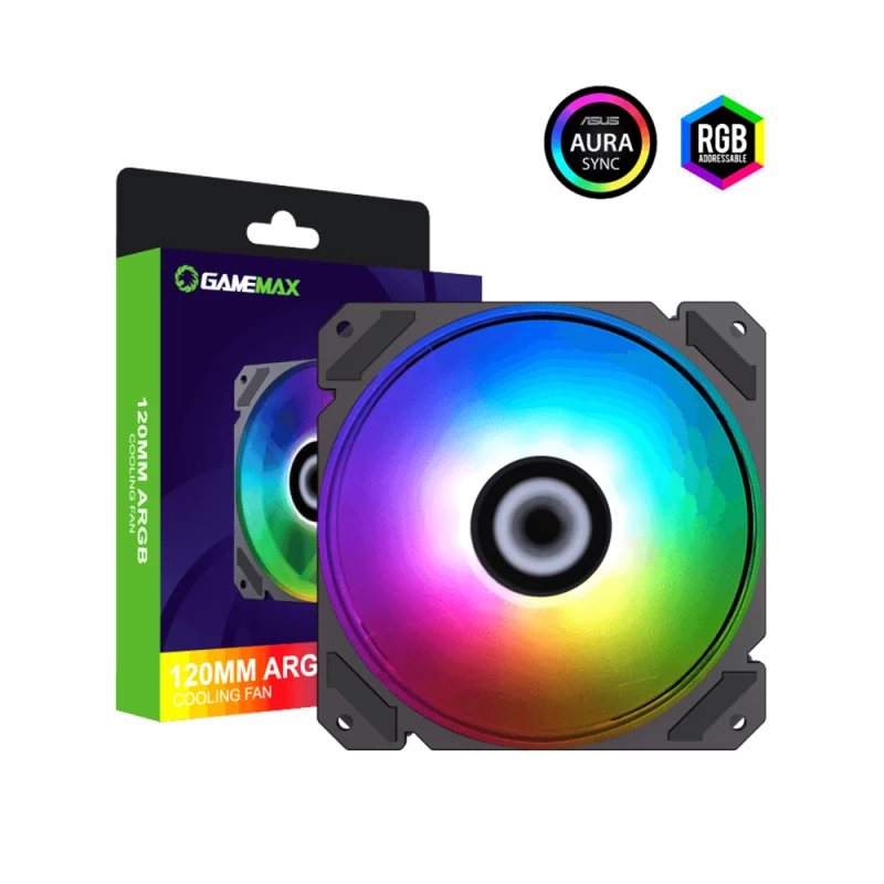 Ventilator GAMEMAX Case Fan FN-12Rainbow-C9, 120mm, ARGB, 28.8dB, 56,62 CFM, 1200RPM, Hydro Bearing, Black