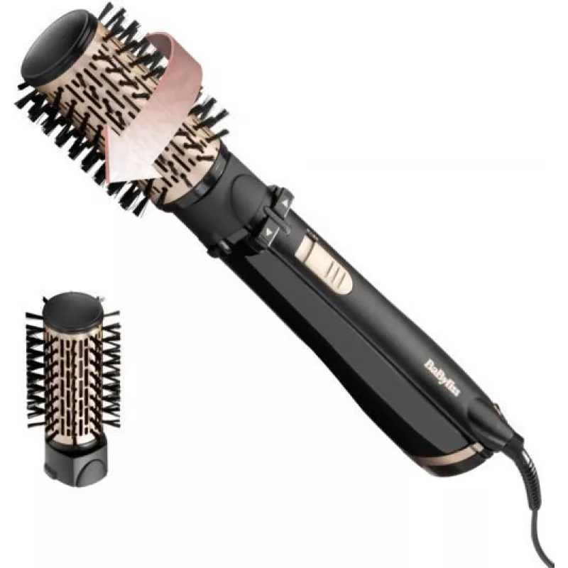 Perie cu aer BABYLISS AS962ROE, 1000 W, 2 viteze, 2 regimuri, 2 duze, Ionizare, Negru