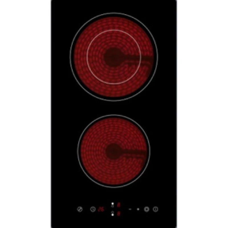 Plita electrica incorporabila TORNADO GTR 350N EL GLASS, 3000 W, 2 arzatoare, Vitroceramica, Timer, Negru