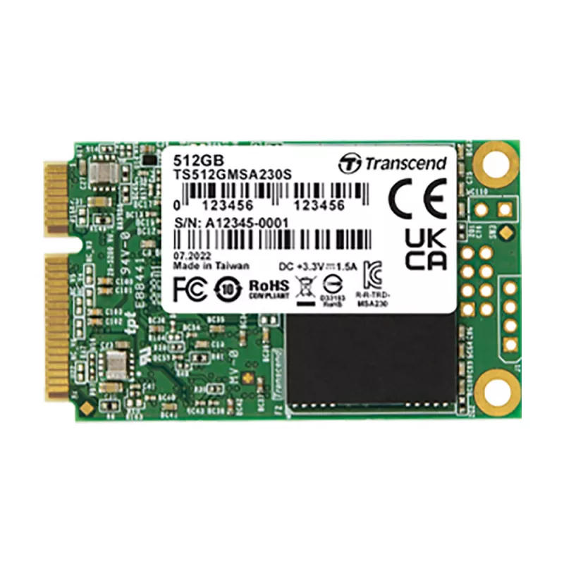 SSD TRANSCEND .MSATA SSD 512GB "TS256GMSA230S", [R/W:550/400MB/s, 55/70K IOPS, SM2258H, 3D TLC]