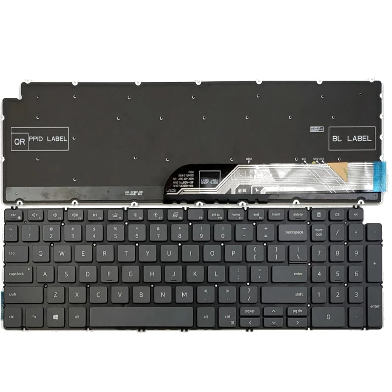 Клавиатура для ноутбука OEM Dell Inspiron 15 7590 7591 7791 5584 5590 5593 5594 5598 w/backlit w/o frame ENG/RU Black
