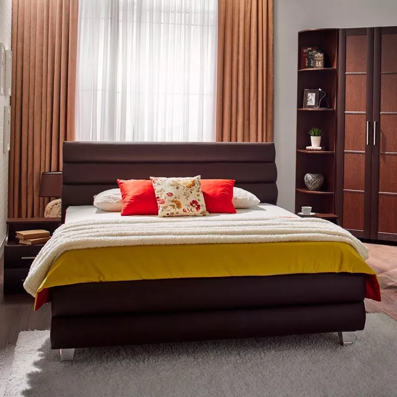 Pat Ambianta INTER-3 1.4 M, PAL melaminat, Piele ecologica, Maro, 140 x 200