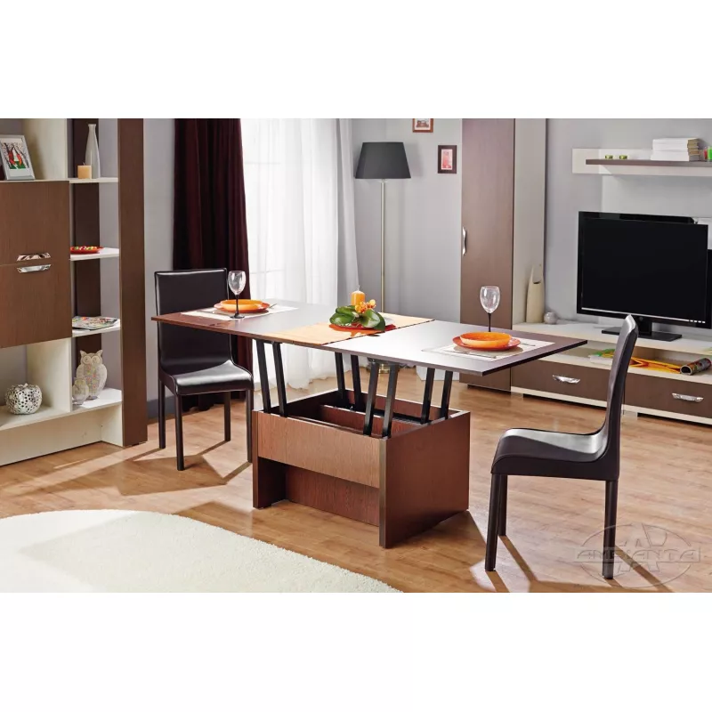 Masa Ambianta TRIO, PAL melaminat, Sonoma inchis, 90-180 x 80 x 45-82 cm