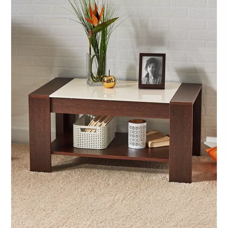 Masa cafea Ambianta OSCAR, PAL melaminat, MDF, Sonoma inchis, 90 x 50 x 44.5