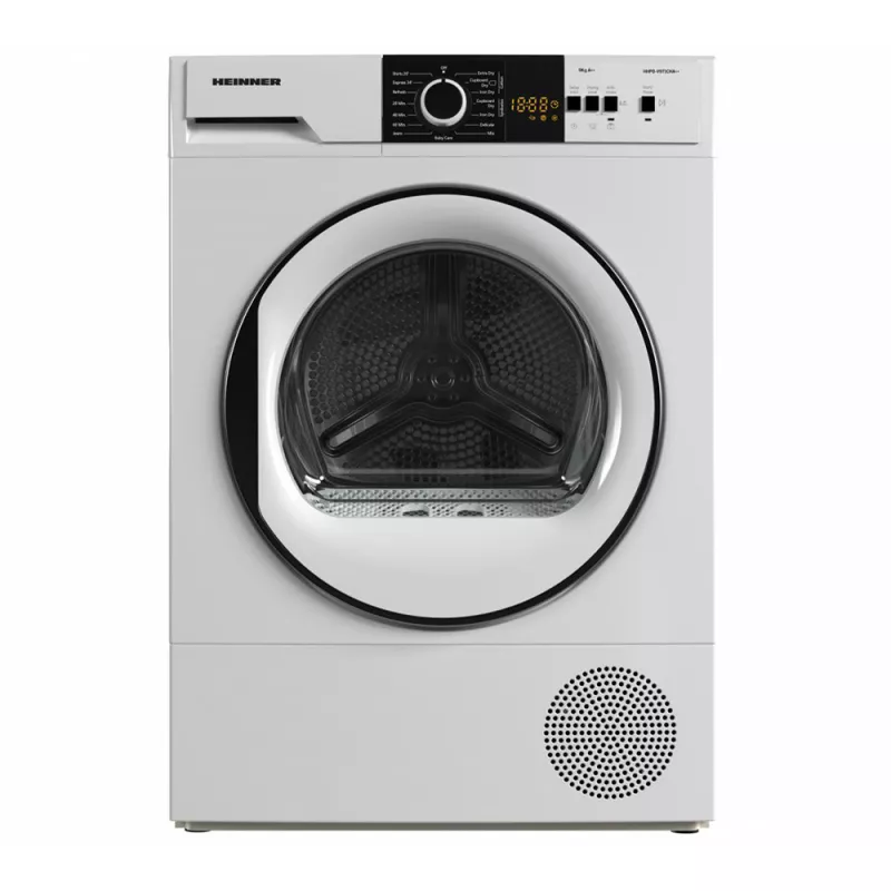 Masina de uscat rufe Heinner HHPDV8T1CHA, Standard, 8 kg, Cu pompa de caldura, 15 programe, Alb, A++