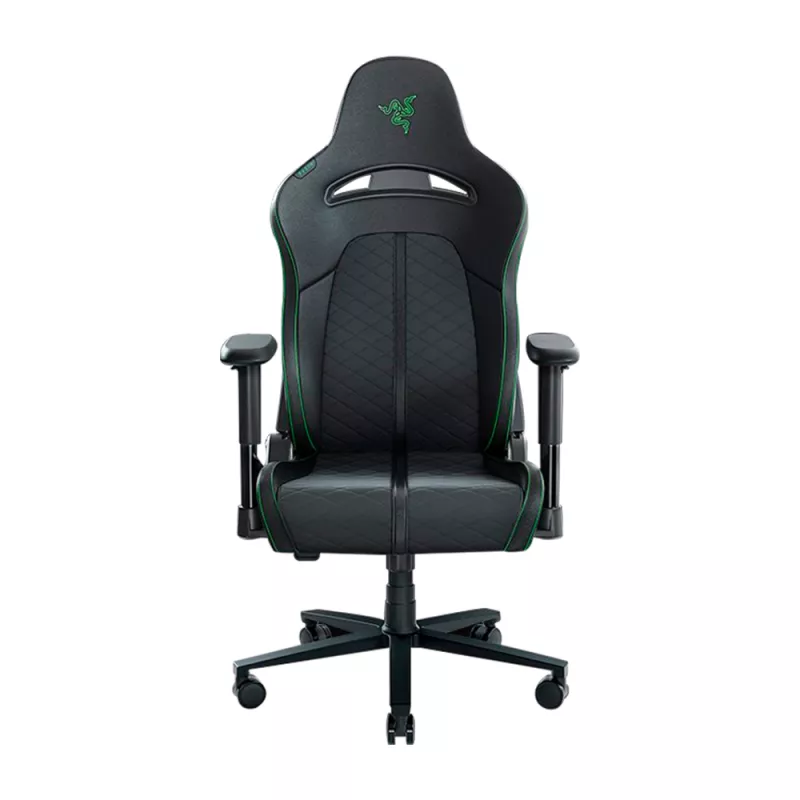Fotoliu Gaming RAZER Enki Black/Green, Gazlift, 136 kg, 166.5-204 cm, Negru, Verde