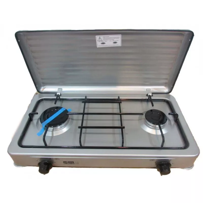 Aragaz de masa EFES TT2/LPG/GR, 2 arzatoare, Email, Gri