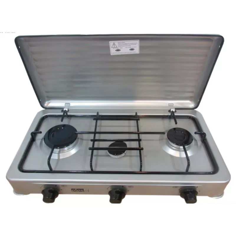 Aragaz de masa EFES TT3/LPG/GR, 3 arzatoare, Email, Gri