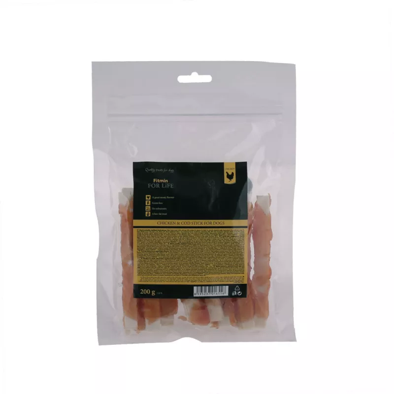 Snackuri pentru câini si pisici Fitmin FOR LIFE TREAT FOR DOGS CHICKEN&COD RINGS 200G