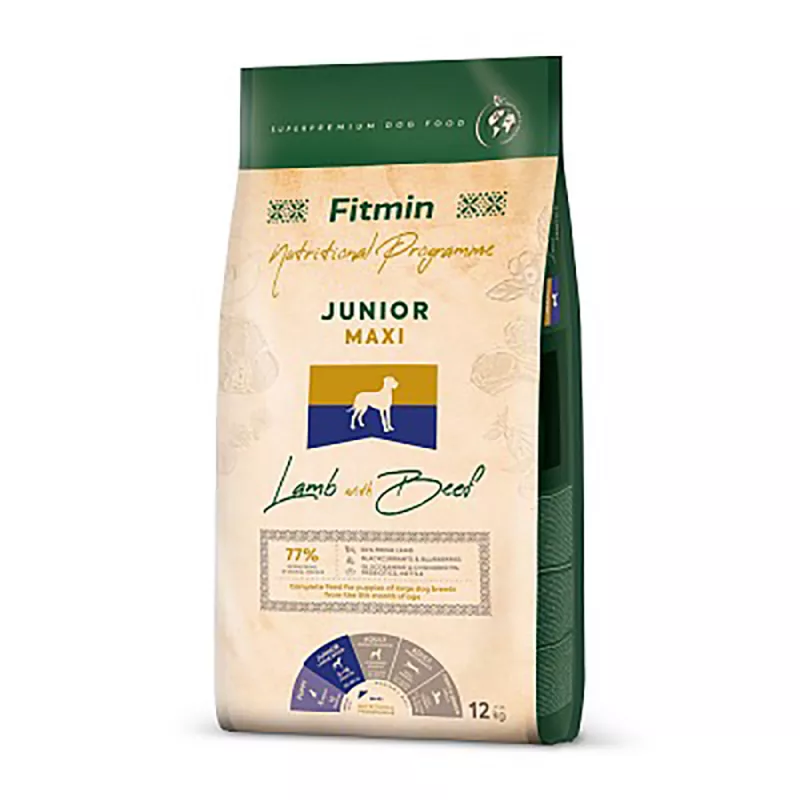 Сухой корм Fitmin dog maxi junior lamb&beef, 12 кг