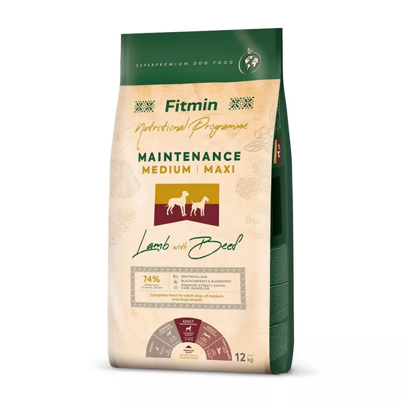 Hrana uscata Fitmin DOG MEDIUM MAXI MAINTENANCE LAMB&BEEF 12 KG