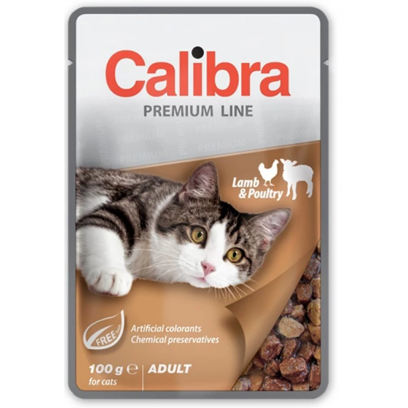 Hrana umeda CALIBRA CAT POUCH PREMIUM ADULT LASMB&POULTRY, 0.1 kg