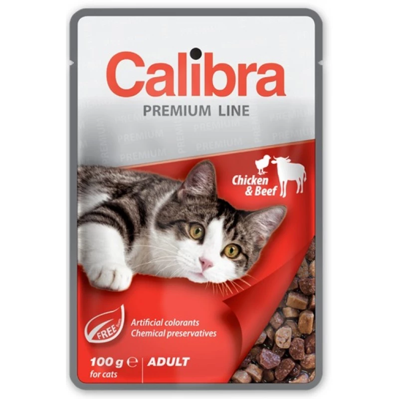 Hrana umeda CALIBRA CAT POUCH PREMIUM CHIKEN&BEEF 100G