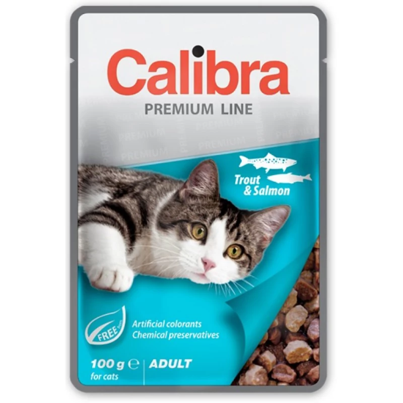 Hrana umeda CALIBRA CAT POUCH PREMIUM ADULT TROUT&SALMON, 0.1 kg