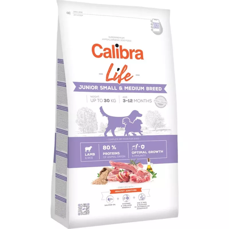 Hrana uscata CALIBRA DOG LIFE JUNIOR SMALL & MEDIUM BREED LAMB, 2.5 kg