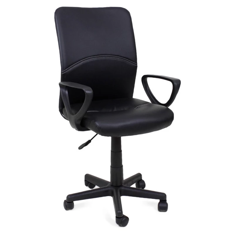 Fotoliu de birou DP F-6830~Black, Eco piele, Gazlift, Negru